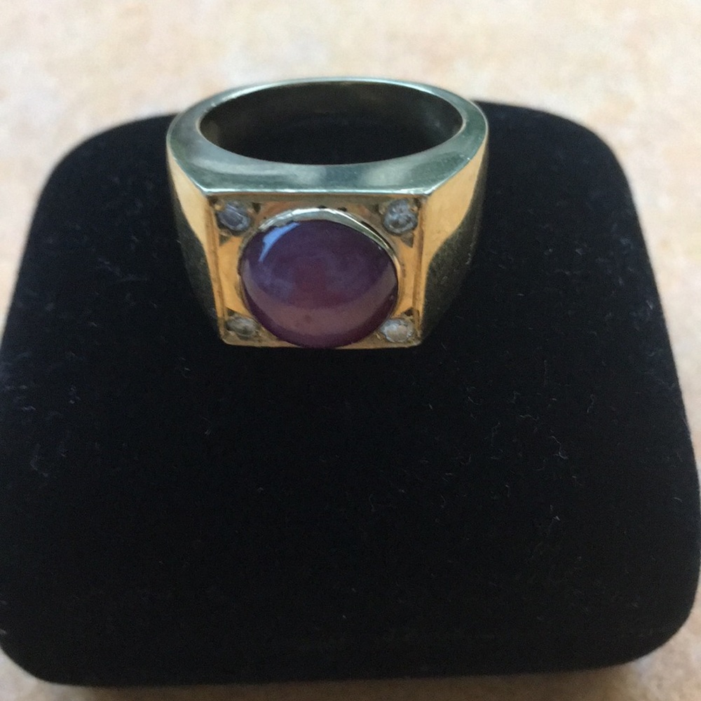 14K. GOLD STAR 🌟 RUBY 🔮 MEN’S 👨 RING - Picture 3 of 7